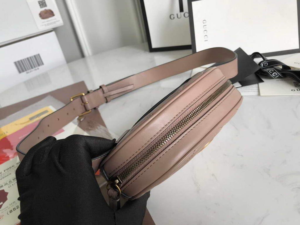Gucci 476434 GG Marmont Matelass¨¦ Leather Belt Bag Light Pink