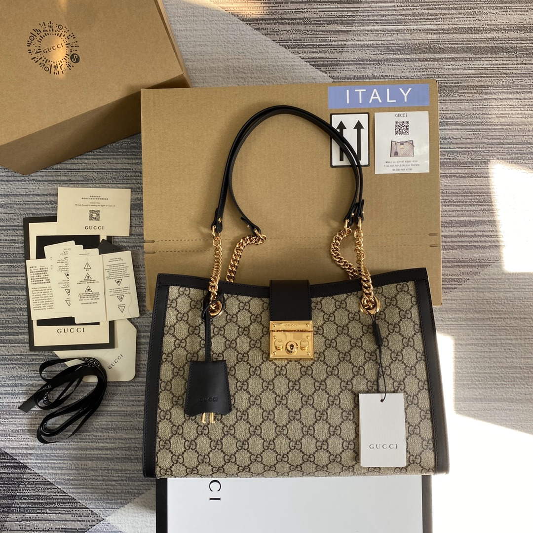 Gucci 479197 Padlock Medium GG Shoulder Bag Black - Default Title - View 1