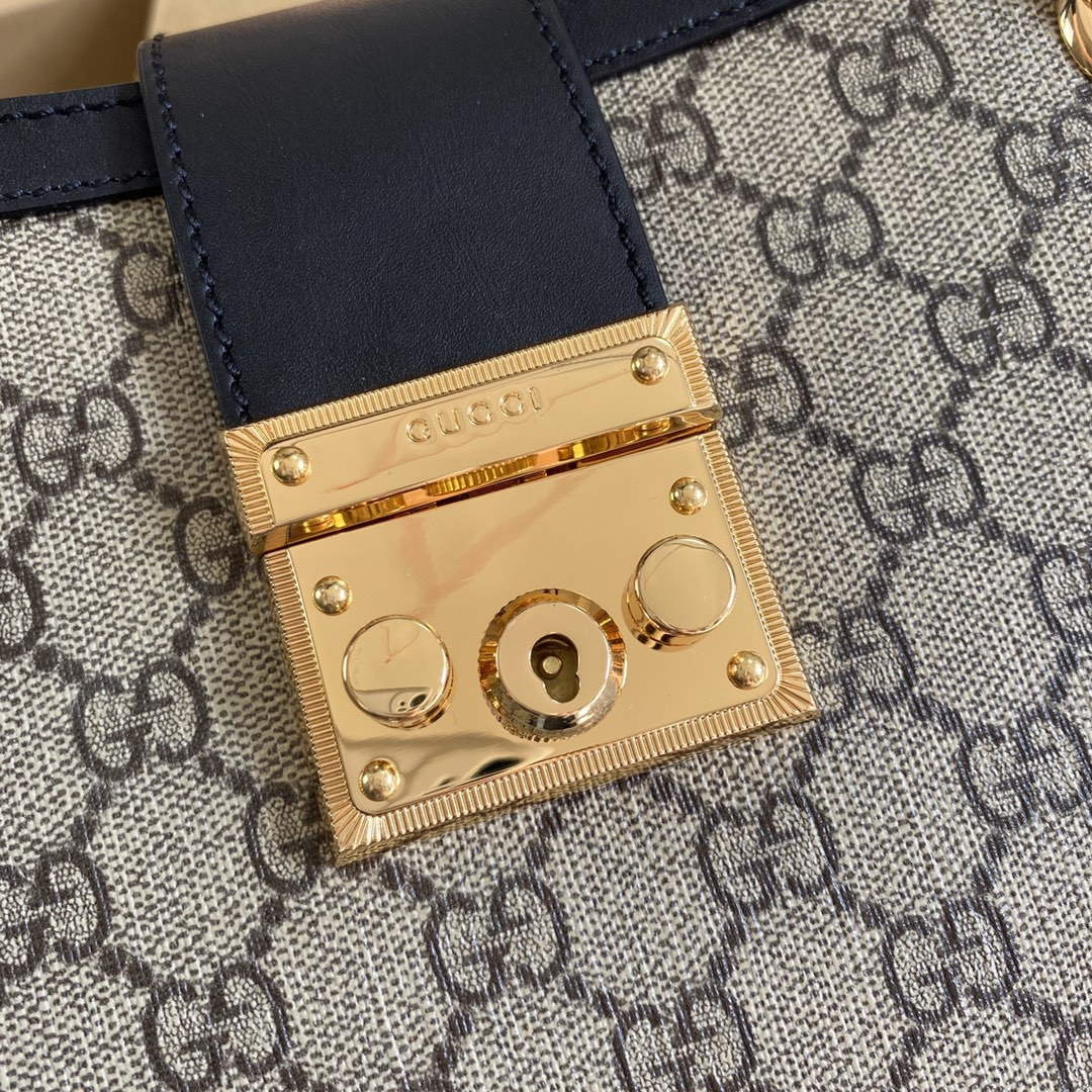 Gucci 479197 Padlock Medium GG Shoulder Bag Black