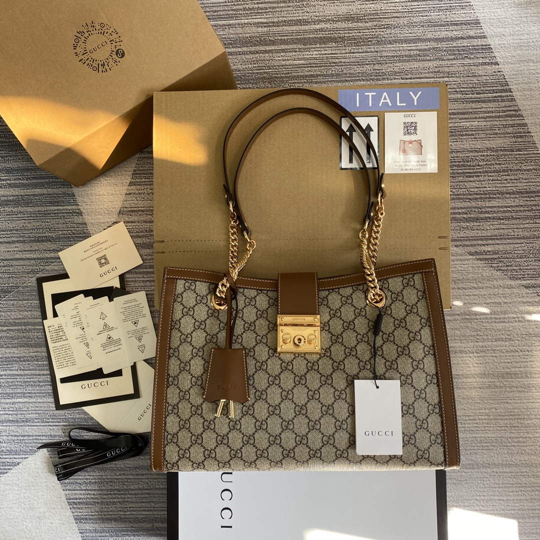 Gucci 479197 Padlock Medium GG Shoulder Bag Brown - Default Title - View 1