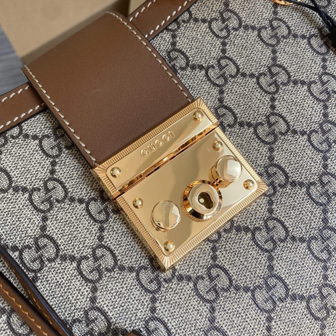 Gucci 479197 Padlock Medium GG Shoulder Bag Brown