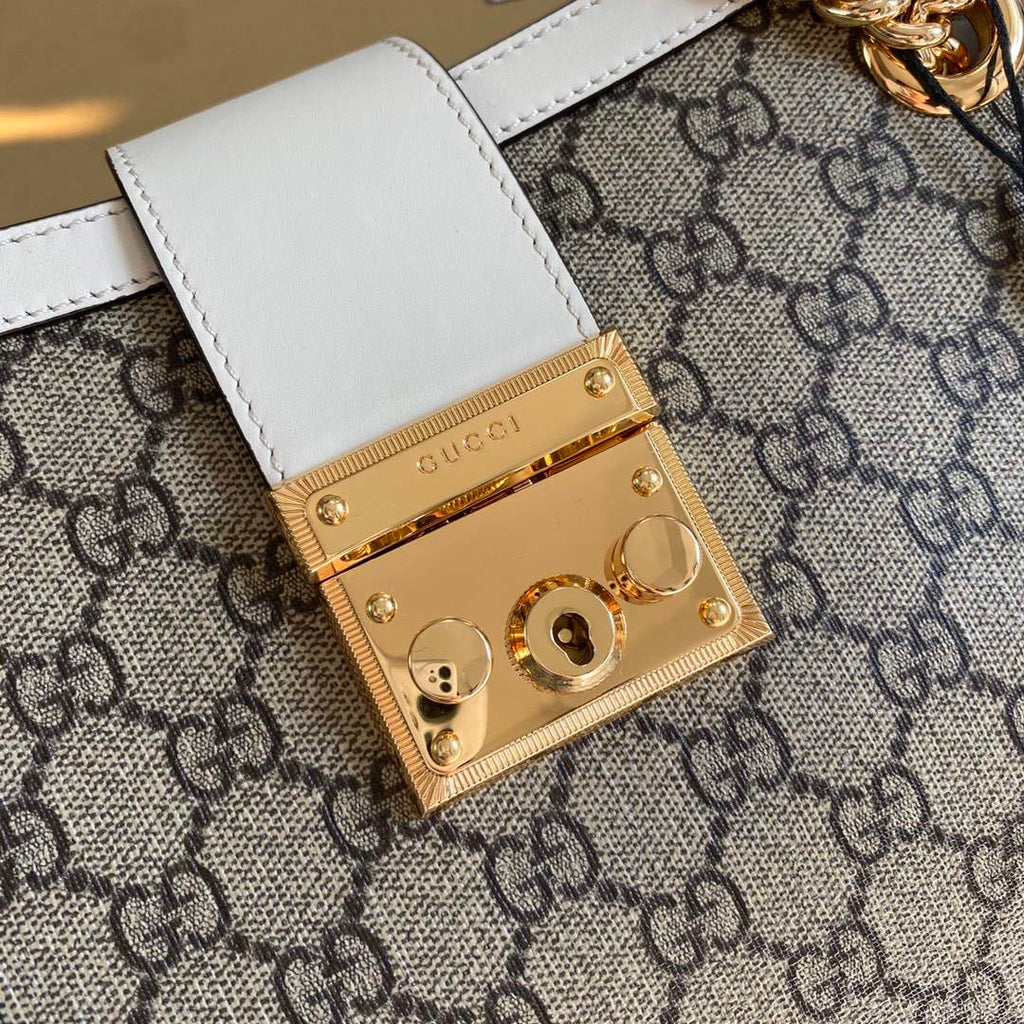 Gucci 479197 Padlock Medium GG Shoulder Bag White