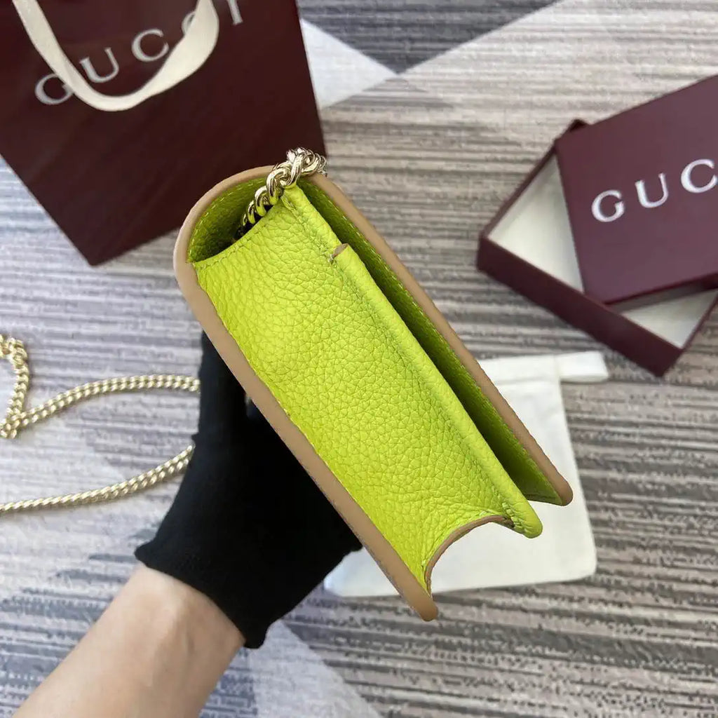 Gucci 497985 GG GG Marmont wallet on chain Apricot with Gold