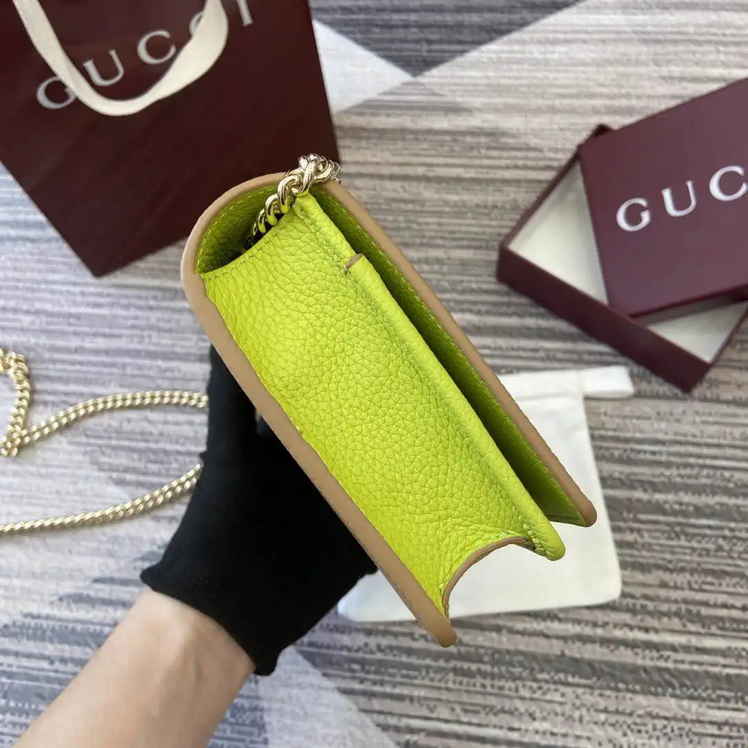 Gucci 497985 GG GG Marmont wallet on chain Apricot with Gold