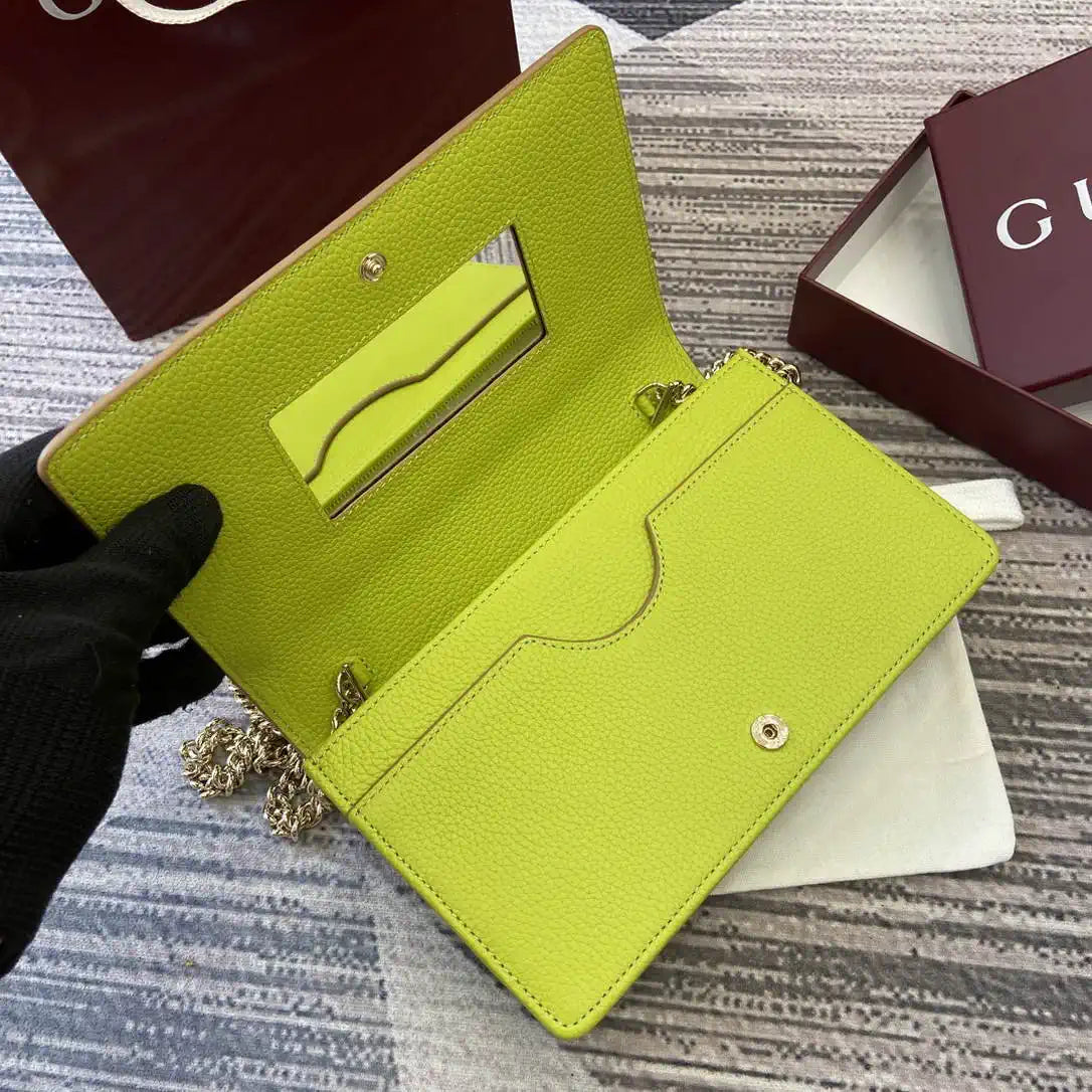 Gucci 497985 GG GG Marmont wallet on chain Apricot with Gold