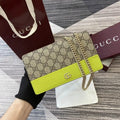 Gucci 497985 GG GG Marmont wallet on chain beige and bright green leather