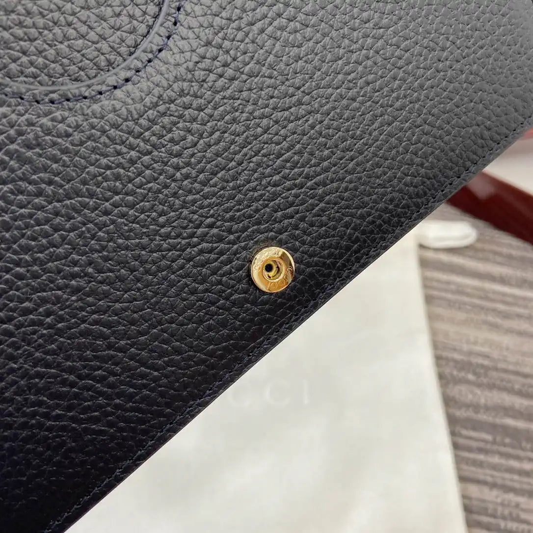 Gucci 497985 GG GG Marmont wallet on chain Beige and Navy blue leather