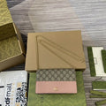 Gucci 497985 GG GG Marmont wallet on chain beige and Pink leather