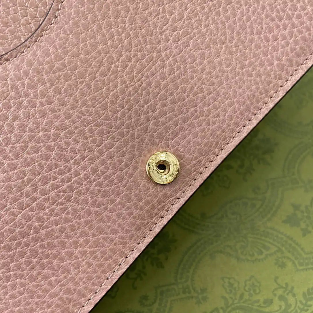 Gucci 497985 GG GG Marmont wallet on chain beige and Pink leather