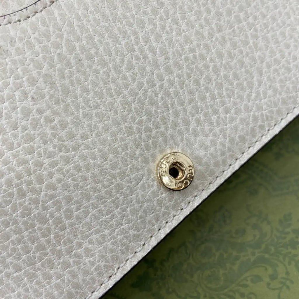 Gucci 497985 GG GG Marmont wallet on chain beige and White leather