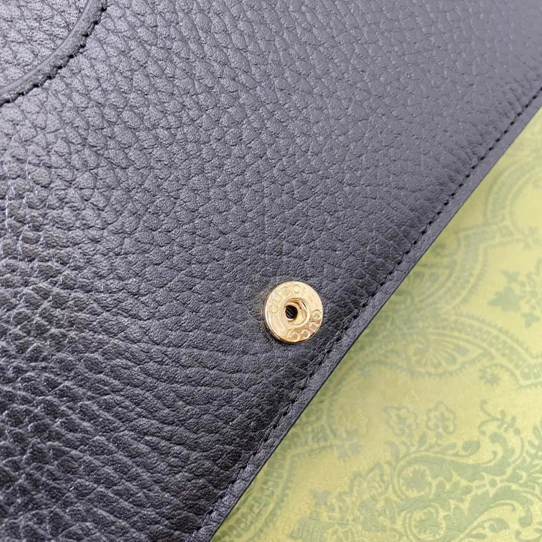 Gucci 497985 GG GG Marmont wallet on chain beige and Black leather