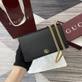 Gucci 497985 GG GG Marmont wallet on chain Black with Gold