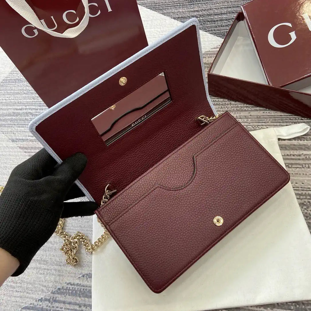 Gucci 497985 GG GG Marmont wallet on chain Light Blue
