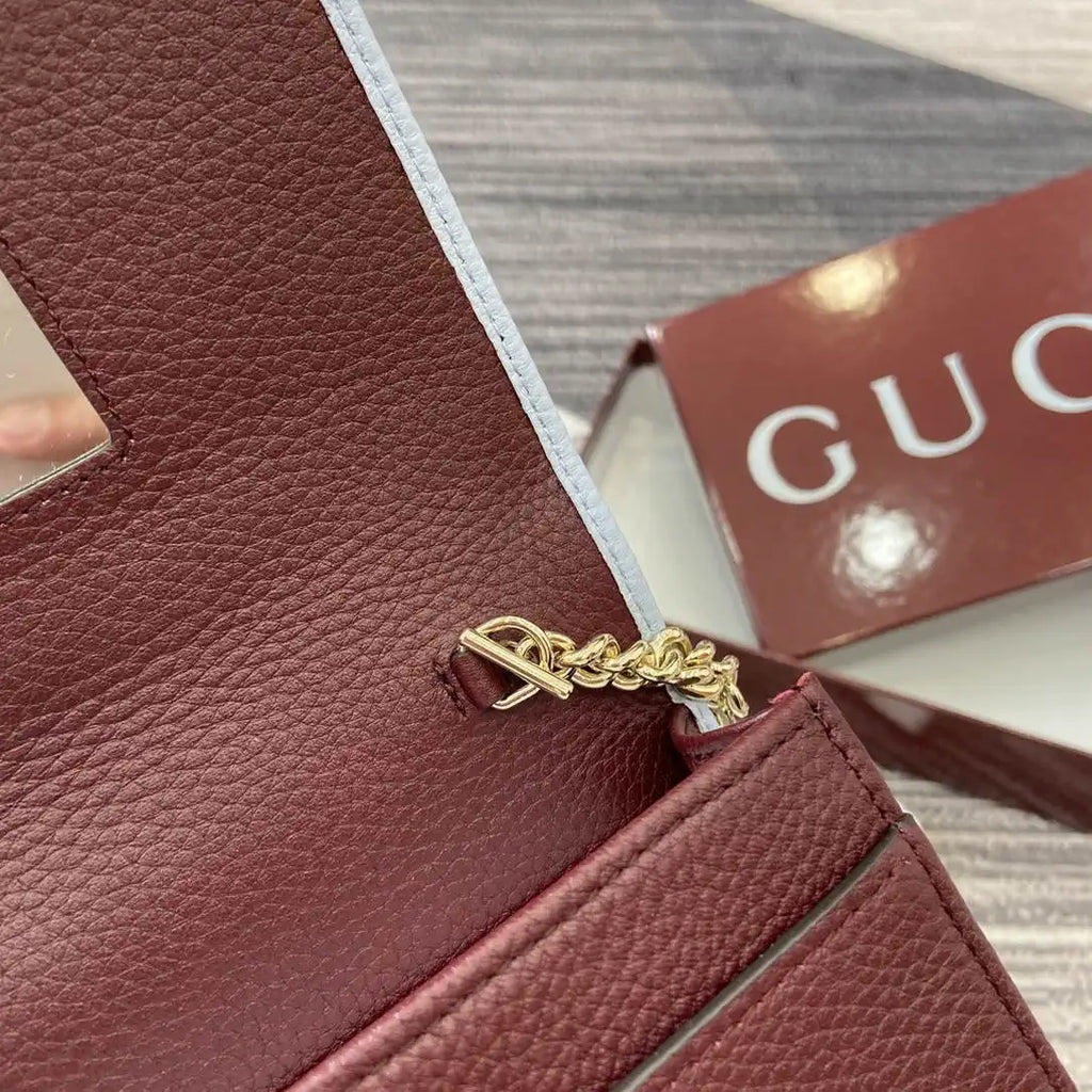 Gucci 497985 GG GG Marmont wallet on chain Light Blue