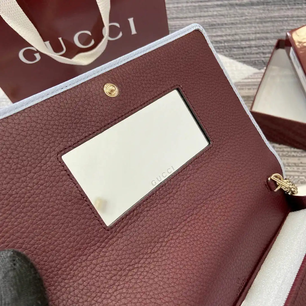 Gucci 497985 GG GG Marmont wallet on chain Light Blue