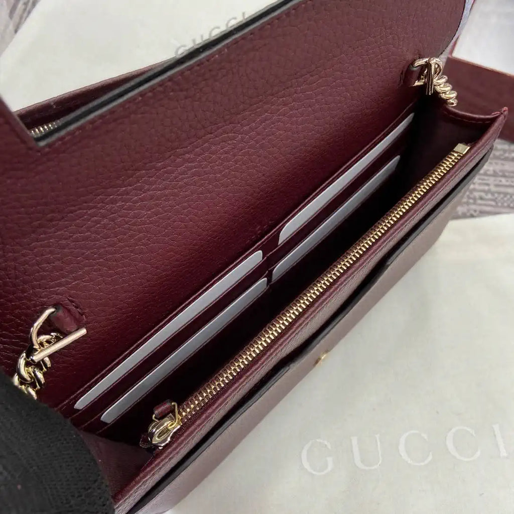 Gucci 497985 GG GG Marmont wallet on chain Light Blue