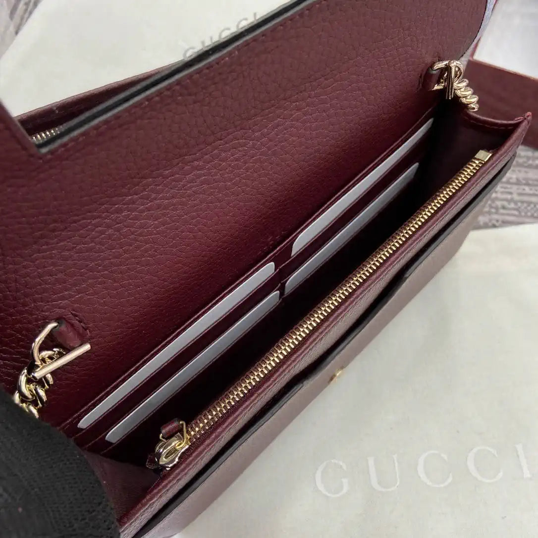 Gucci 497985 GG GG Marmont wallet on chain Light Blue