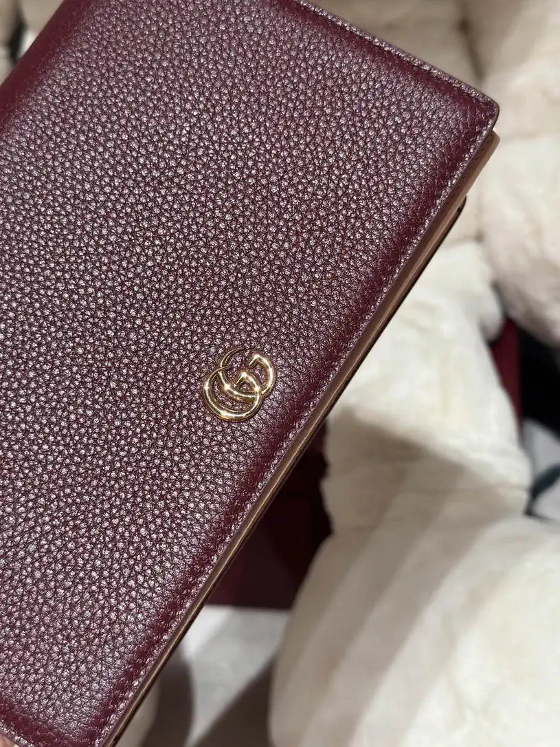 Gucci 497985 GG GG Marmont wallet on chain Wine Red with Gold