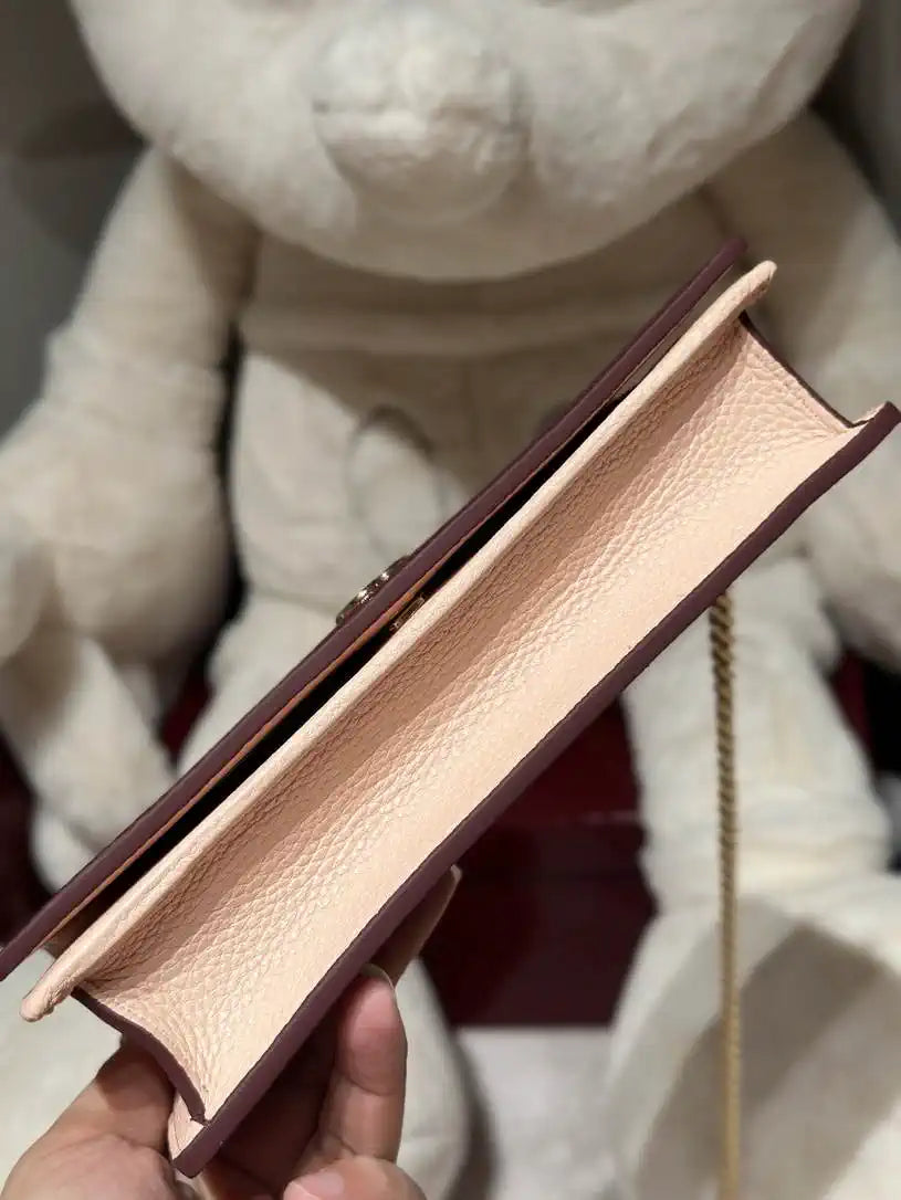 Gucci 497985 GG GG Marmont wallet on chain Wine Red with Gold