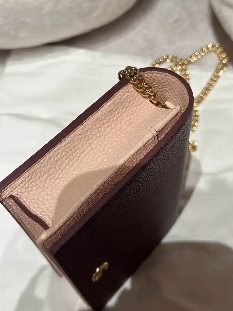 Gucci 497985 GG GG Marmont wallet on chain Wine Red with Gold