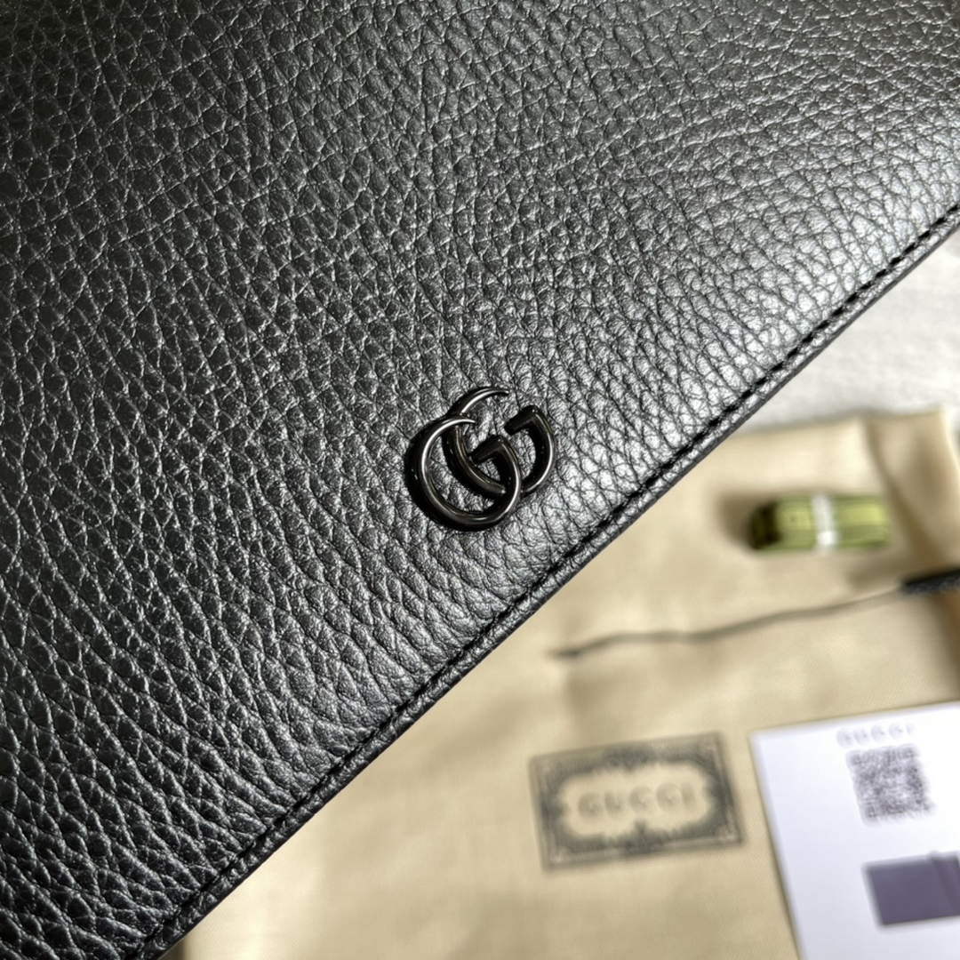 Gucci 497985 GG Marmont Leather Mini Chain Bag Black