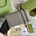 Gucci 497985 GG Marmont Leather Mini Chain Bag Dark grey - Default Title - View 1