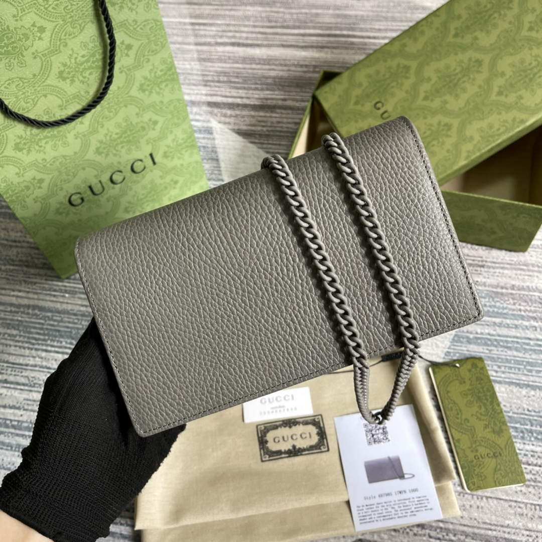 Gucci 497985 GG Marmont Leather Mini Chain Bag Dark grey - Default Title - View 2