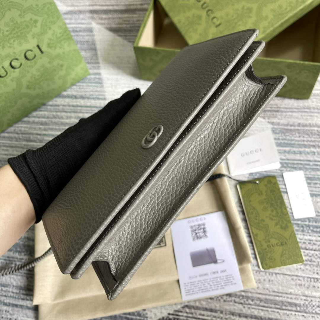 Gucci 497985 GG Marmont Leather Mini Chain Bag Dark grey - Default Title - View 4