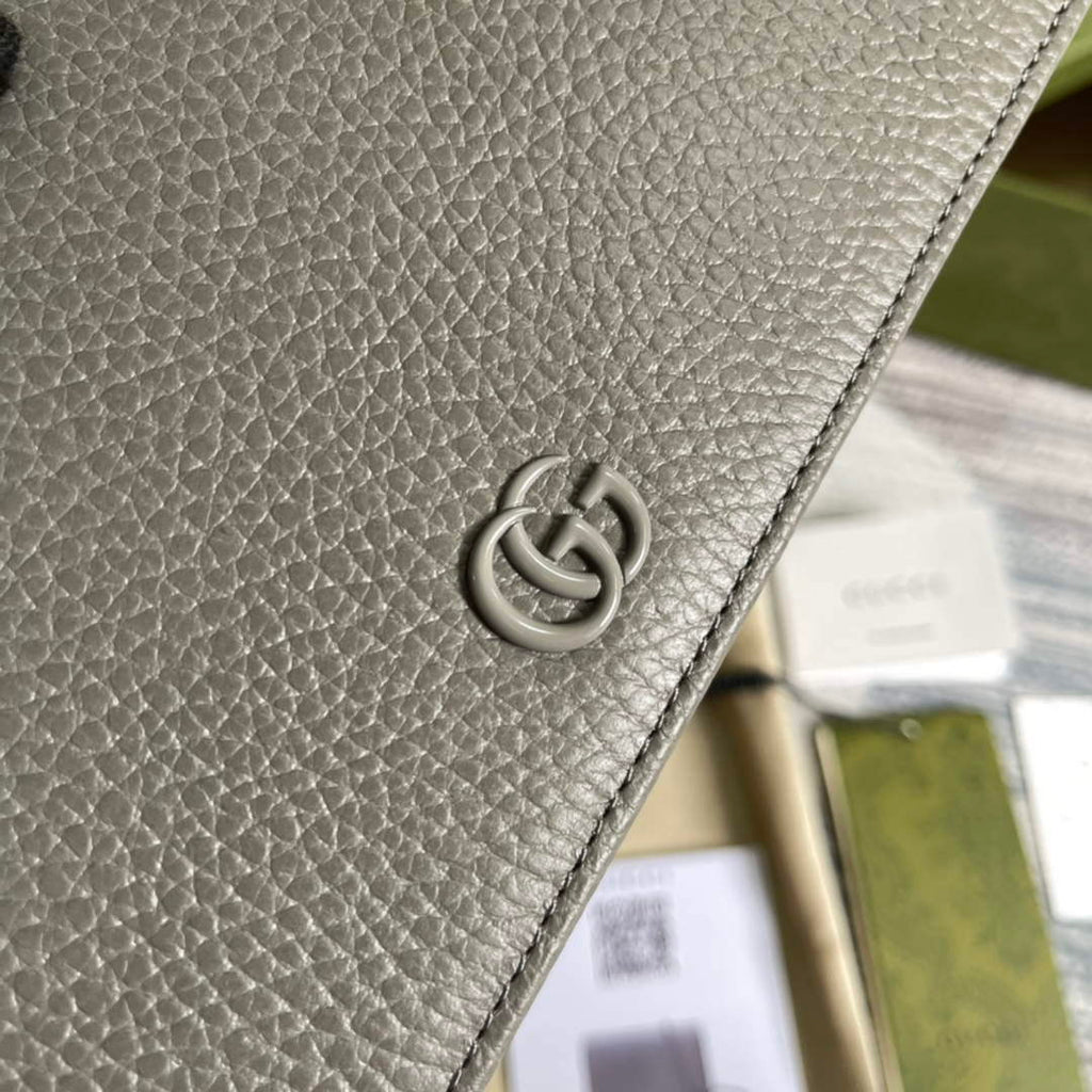 Gucci 497985 GG Marmont Leather Mini Chain Bag Dark grey