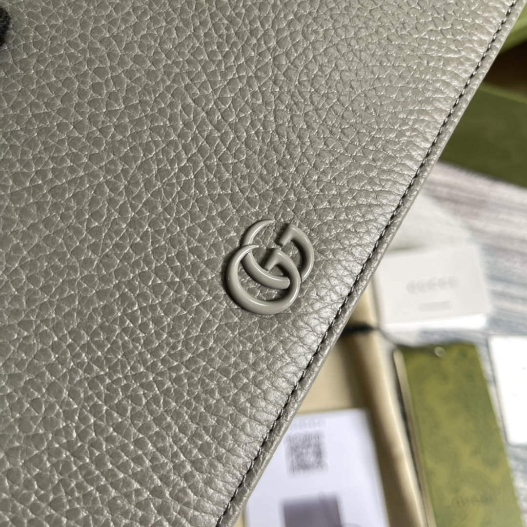 Gucci 497985 GG Marmont Leather Mini Chain Bag Dark grey