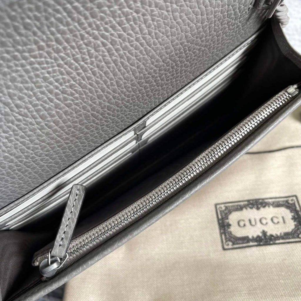 Gucci 497985 GG Marmont Leather Mini Chain Bag Dark grey