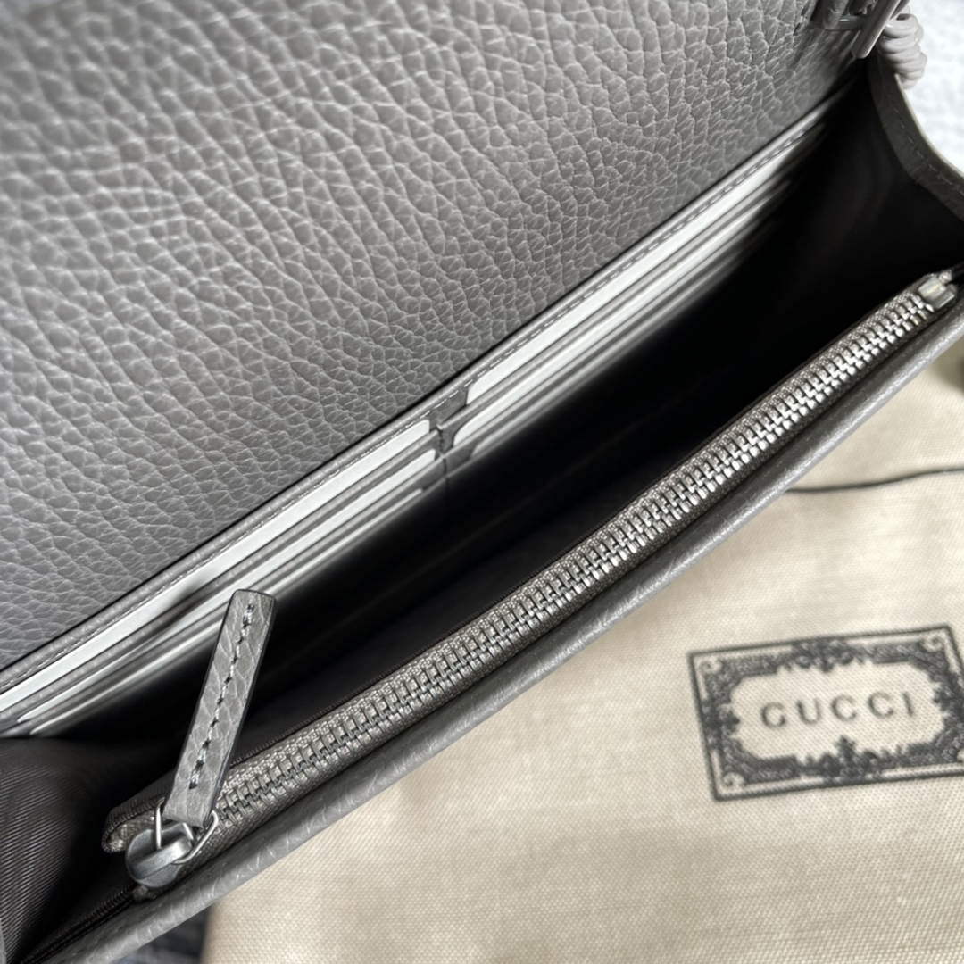 Gucci 497985 GG Marmont Leather Mini Chain Bag Dark grey
