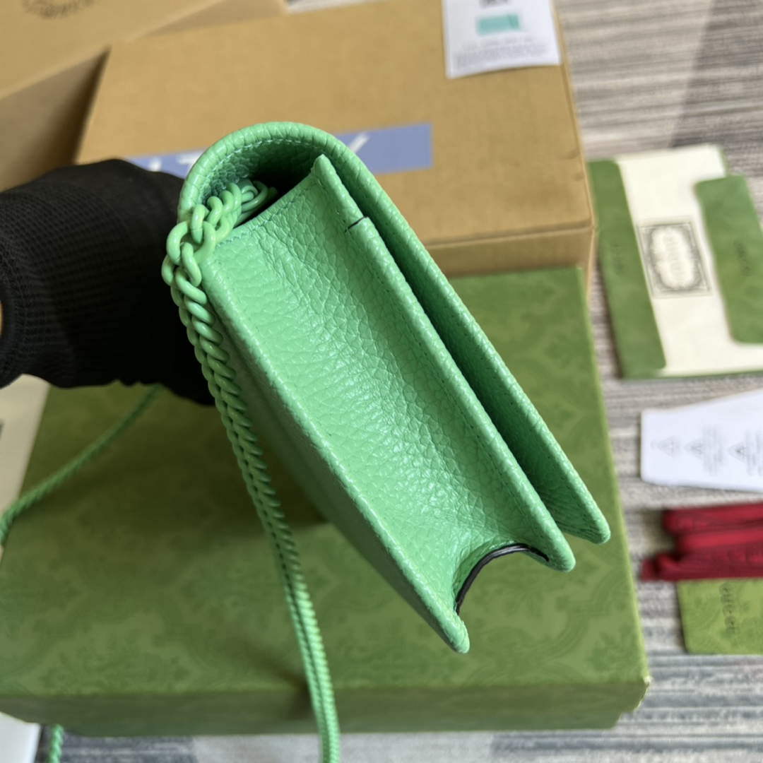 Gucci 497985 GG Marmont Leather Mini Chain Bag Green