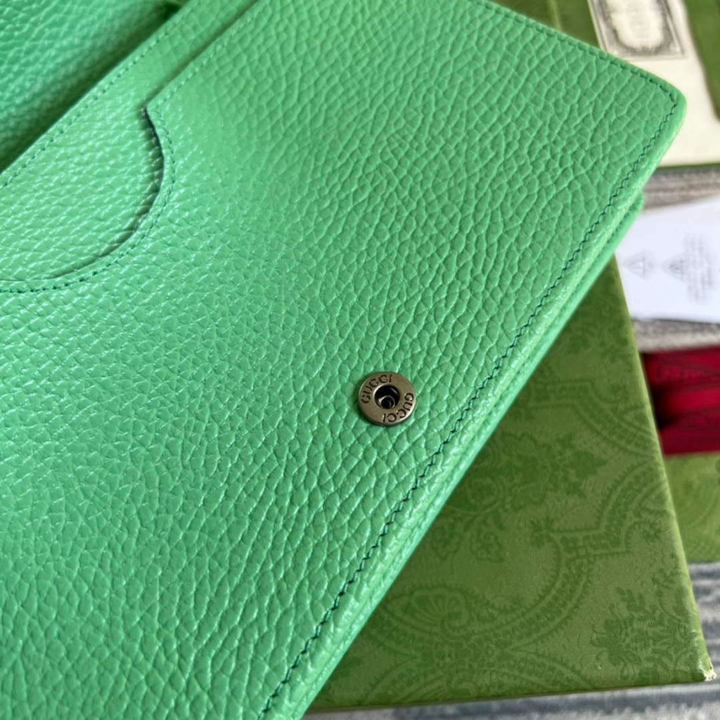 Gucci 497985 GG Marmont Leather Mini Chain Bag Green