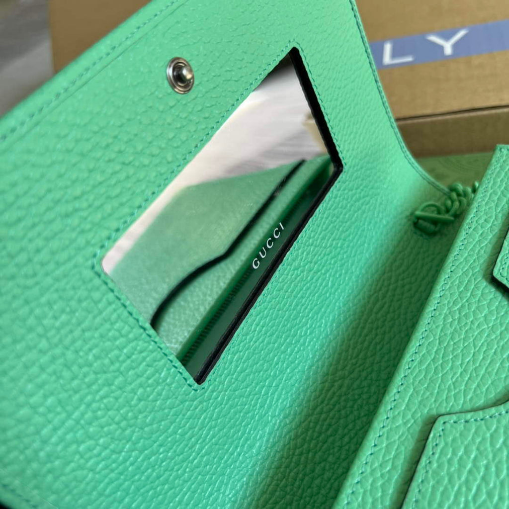 Gucci 497985 GG Marmont Leather Mini Chain Bag Green
