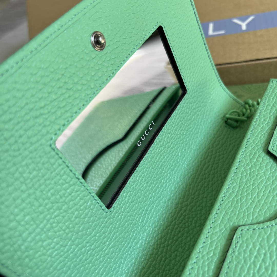 Gucci 497985 GG Marmont Leather Mini Chain Bag Green - Default Title - View 8