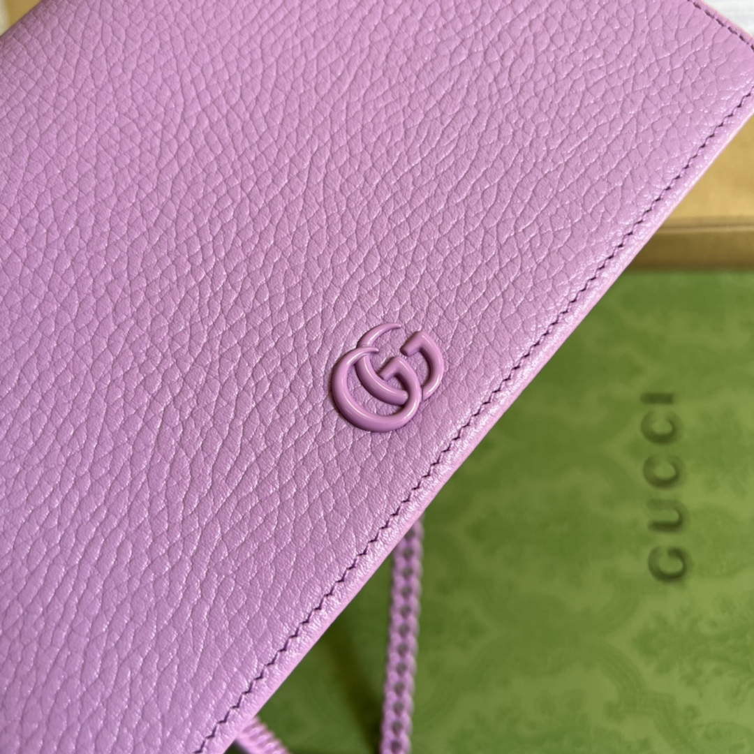 Gucci 497985 GG Marmont Leather Mini Chain Bag Light purple