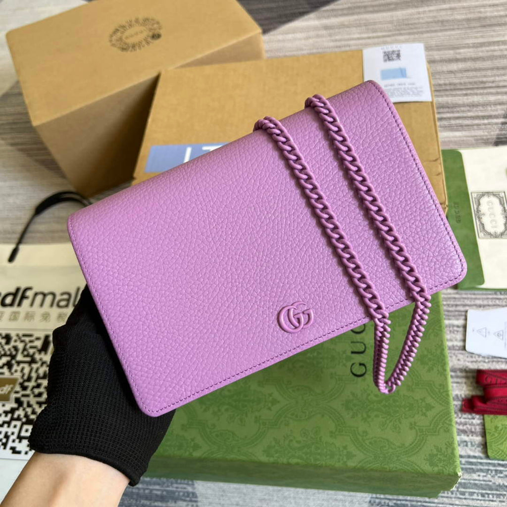 Gucci 497985 GG Marmont Leather Mini Chain Bag Light purple