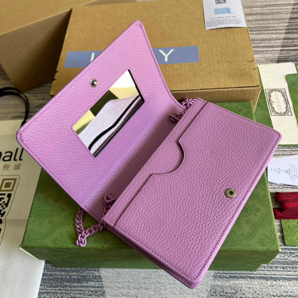 Gucci 497985 GG Marmont Leather Mini Chain Bag Light purple