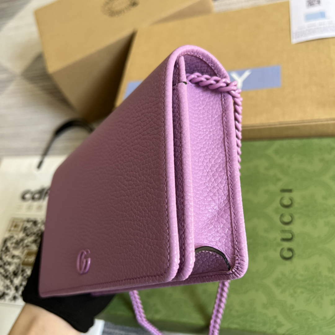 Gucci 497985 GG Marmont Leather Mini Chain Bag Light purple - Default Title - View 7