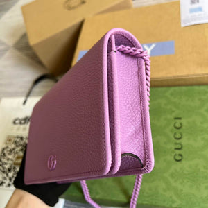 Gucci 497985 GG Marmont Leather Mini Chain Bag Light purple - Default Title - View 7