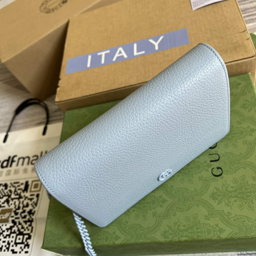 Gucci 497985 GG Marmont Leather Mini Chain Bag Pale blue - Default Title - View 5