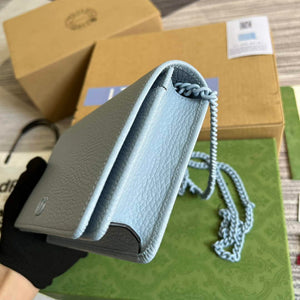 Gucci 497985 GG Marmont Leather Mini Chain Bag Pale blue - Default Title - View 7