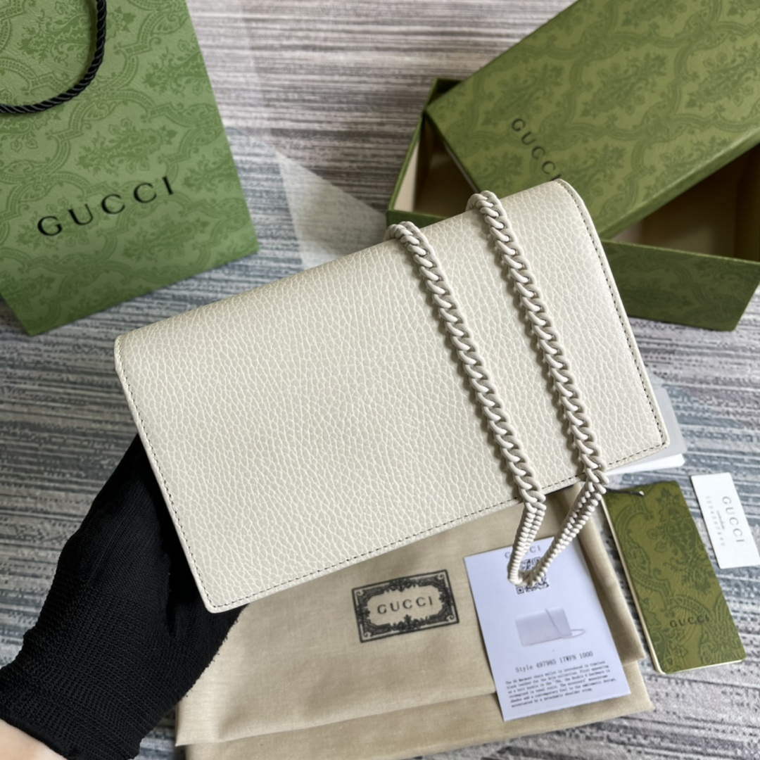 Gucci 497985 GG Marmont Leather Mini Chain Bag White - Default Title - View 2