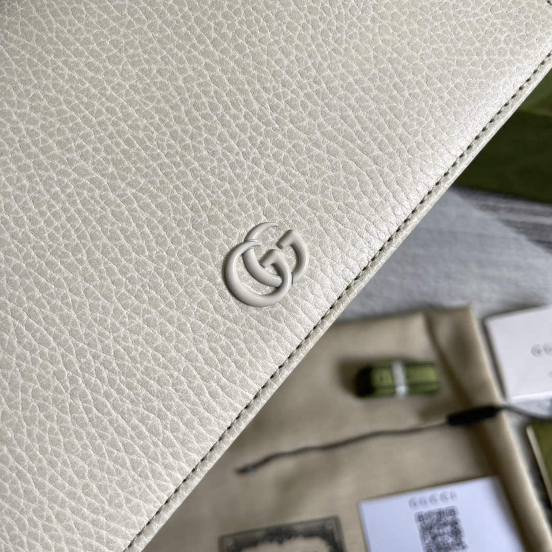 Gucci 497985 GG Marmont Leather Mini Chain Bag White