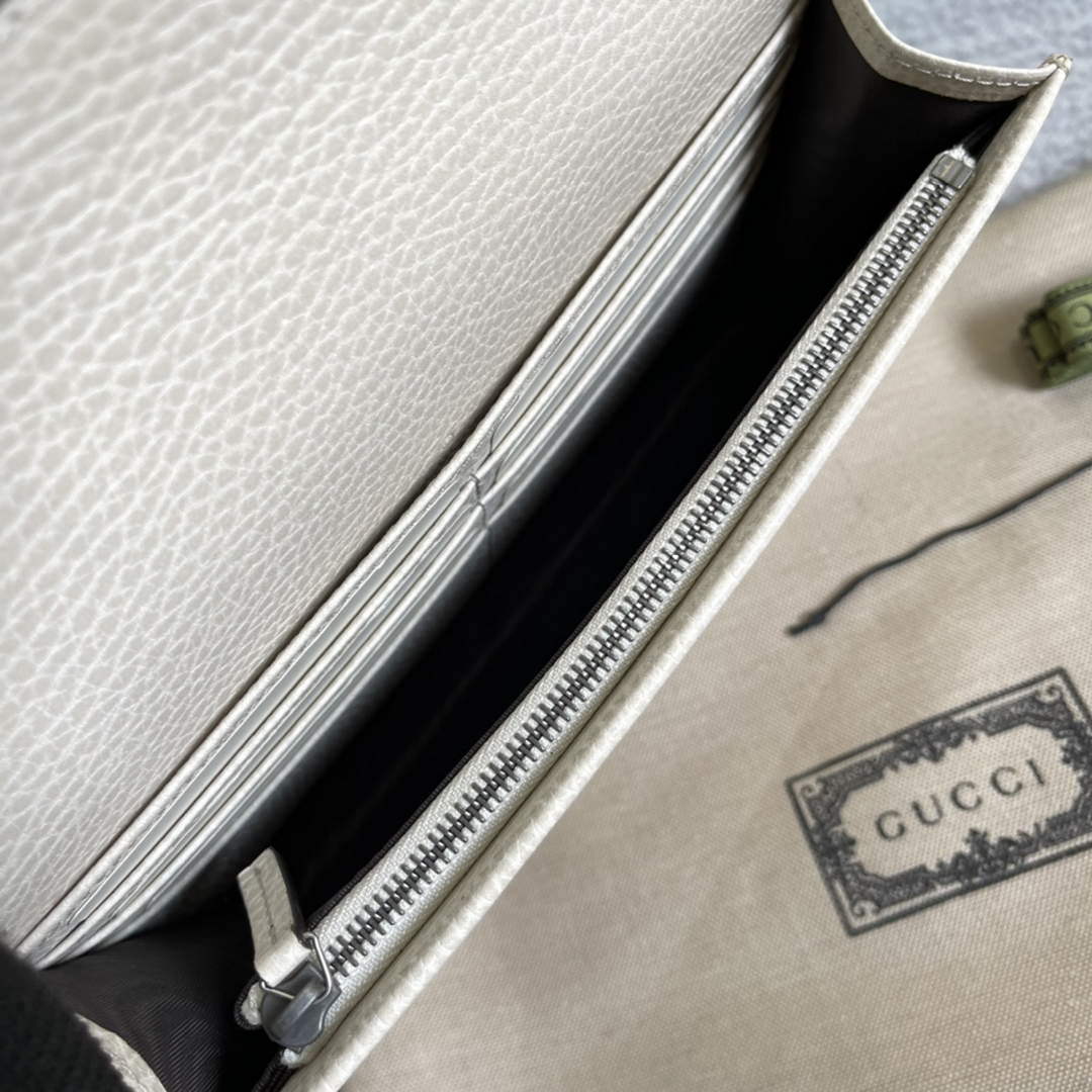 Gucci 497985 GG Marmont Leather Mini Chain Bag White