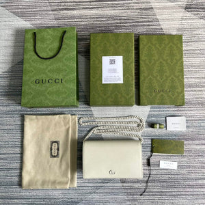 Gucci 497985 GG Marmont Leather Mini Chain Bag White - Default Title - View 9