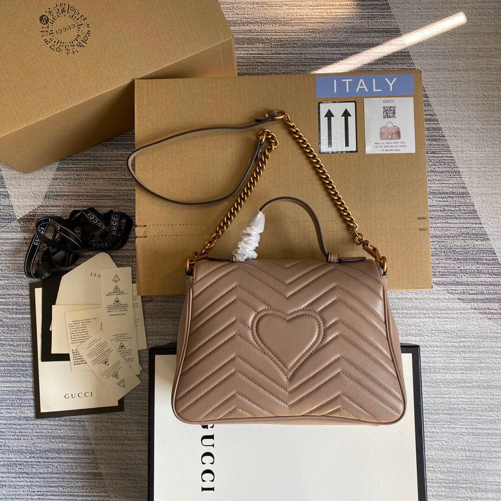Gucci 498110 GG Marmont Small Top Handle Bag Light Pink - luxibagsmall