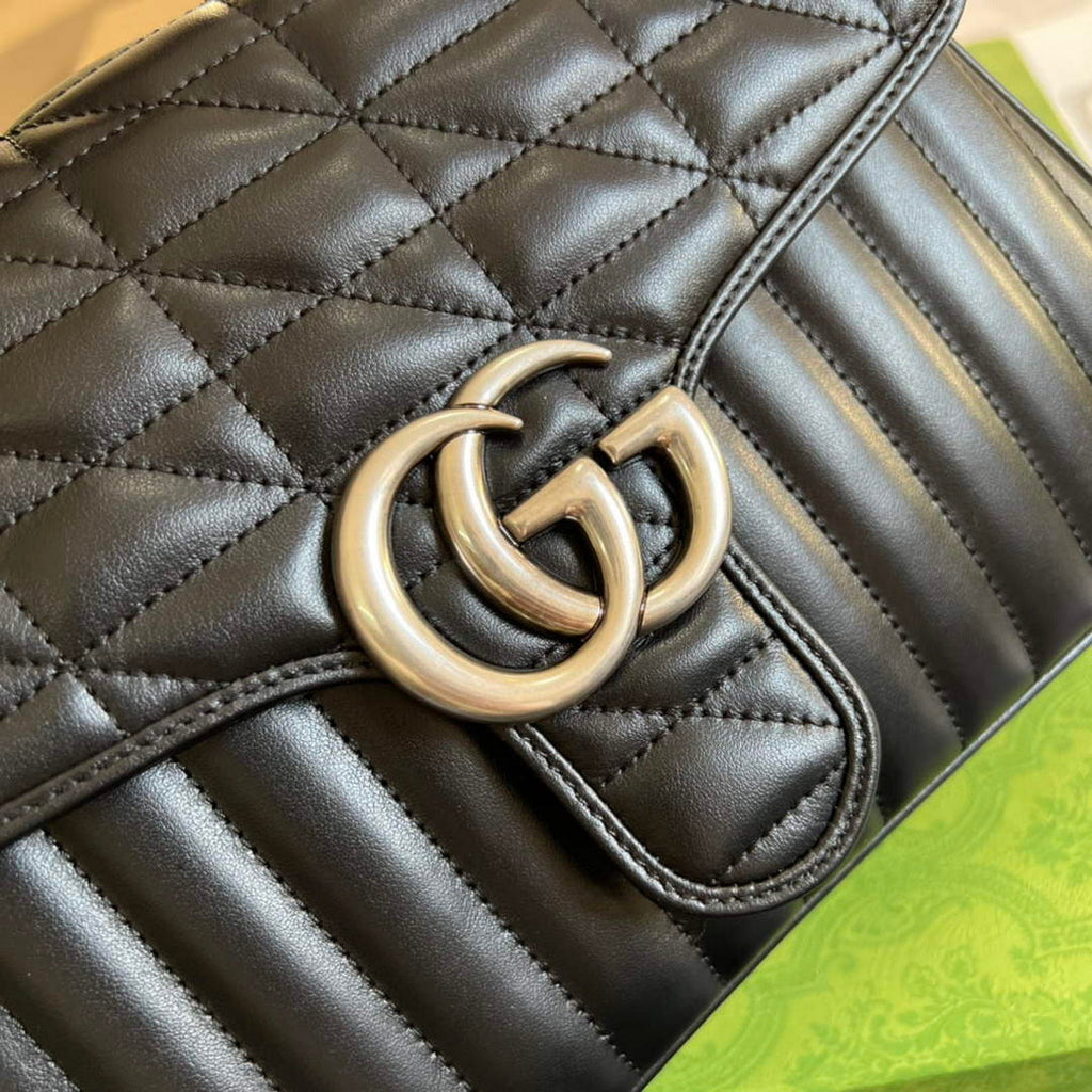 Gucci 498110 GG Marmont small top handle bag Black