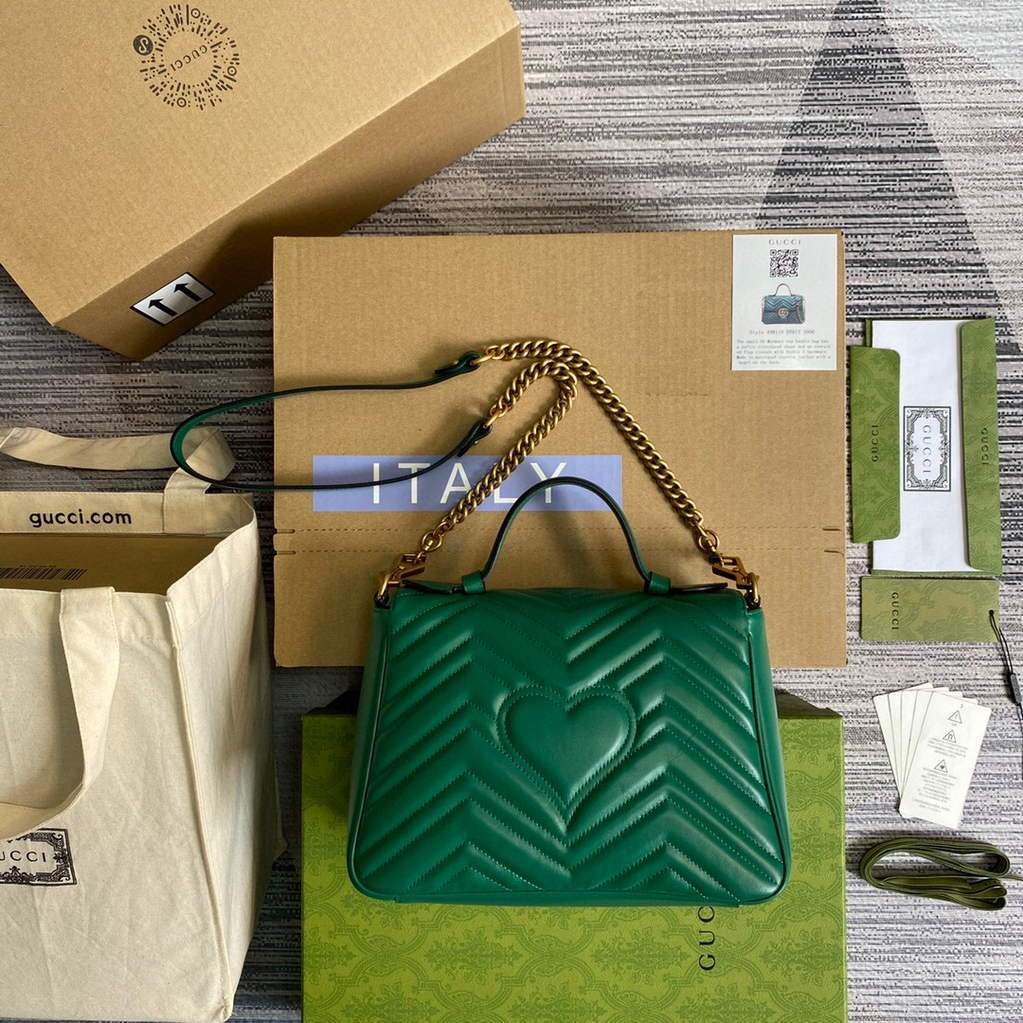 Gucci 498110 GG Marmont Small Top Handle Bag Green